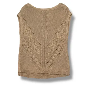 White House | Black Market Boho Multi Knit Sleeveless‎ Slouchy Sweater Vest Tan XS thumbnail 13