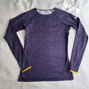 Nike Pro Women's Size‎ Medium Long Sleeve Geometric Print Athletic Top Purple thumbnail 1