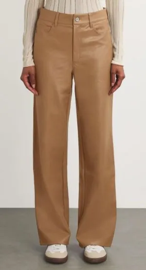 NEW Hollister high rise vegan leather bootcut Pants size 24 camel tan thumbnail 1