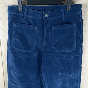 Free People High Time Velvet Kick Flare Pants Womens Size 14 Blue Patch Pockets thumbnail 2