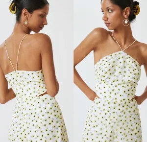 NWT $170 Anthropologie x Hutch Yellow Motif Ditsy Floral Seaside Romper 6 thumbnail 4