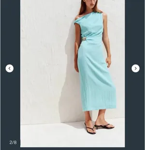 Zara Light Aqua Sheath Dress with Side Drape thumbnail 3