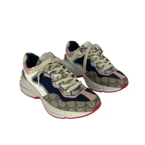 Gucci GG Rhyton Sneakers GG Supreme Canvas Pink Blue Size‎ 38 thumbnail 3