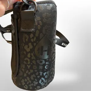 HydroJug OG Black Leopard Koozie Insulator Sleeve w/ Strap 🐆🖤💦 thumbnail 2