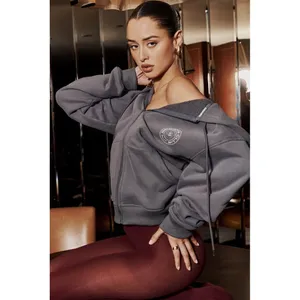 HOUSE OF CB Mirage Cotton Blend Hoodie in Slate Size X-Small thumbnail 5