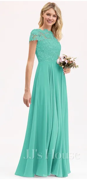 JJs House Estelle bridesmaid Dress Lace Bodice in Spa (Aqua blue/green) (206482) thumbnail 1