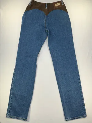 Lawman Western Jeans Sz 7 Lace Up Fly Pleather Inserts Bare Back High Rise Vtg thumbnail 7