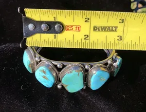 Vintage Navajo Natural Turquoise & Sterling Silver Cuff Bracelet thumbnail 11