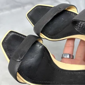 GUCCI Vintage Y2K Leather Square Open Toe Strappy Stiletto Heel Sandal Black 9.5 thumbnail 6