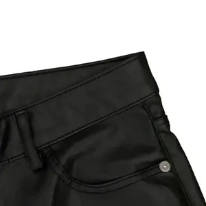 ZARA Faux Leather Pants Black High Waisted Straight Leg SZ 8 #1120 thumbnail 4