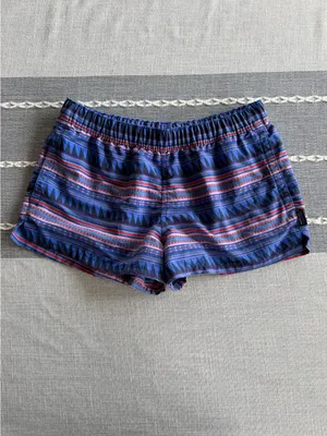 Patagonia Barely Baggies Shorts Purple Geometric Aztec Print Size Small 2.5” thumbnail 2