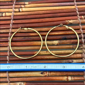 Elegant Gold Tone Large Hoop Earrings thumbnail 3