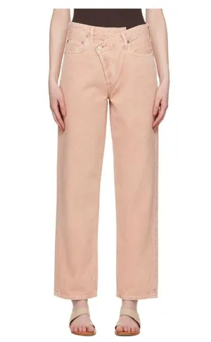 NWOT AGOLDE X FREE PEOPLE Pink Salt Criss-Cross Upsized Jeans thumbnail 2