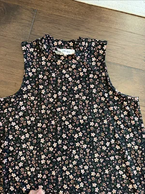 Pink Rose High Neck Mini Flowy Dress in a Floral Print Size XL - C8-100 thumbnail 4