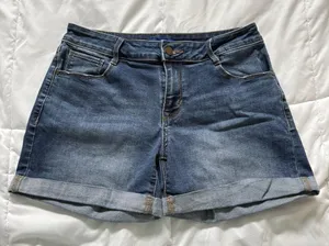 APT 9 Womens Size 10 Mid-Rise Rolled Cuff Denim Jean‎ Shorts Classic Blue Summer thumbnail 1