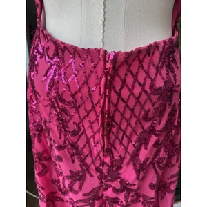 Crystal Sky Pink Sequin Mini Dress Women's L Sparkly Swiftie Spaghetti Strap NWT thumbnail 8