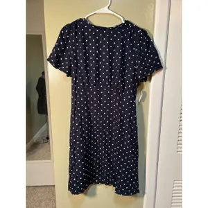 Old Navy Women's Size Medium Crepe Mini Dress Navy Blue White Polka Dots Short thumbnail 2