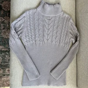 Vintage Axcess Turtleneck Sweater Large Grey Cable Knit Y2K Preppy Chic Cottage thumbnail 9