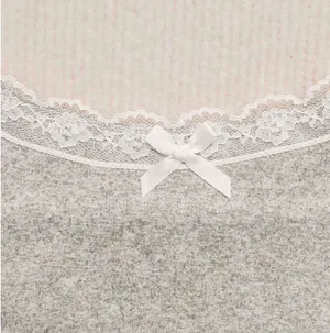 Two-Piece Set Women's Contrast Lace Bow Decor Pajama Set thumbnail 4