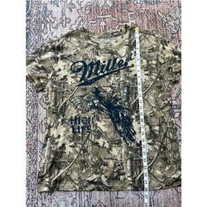 Miller High Life Graphic Camo Tee NWOT Tan with Navy Print Size Large thumbnail 10