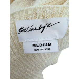 The Line by K Kane Knit Midi Dress Cream M Cutout Back Tied Waist Wrap V Neck thumbnail 5