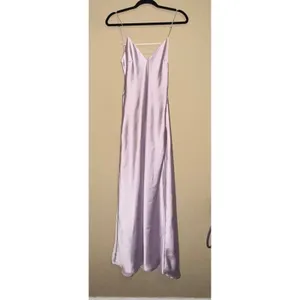Zara NWT Lavender Satin Open Back Maxi Slip Dress V-Neck L Fairycore Romantic thumbnail 3