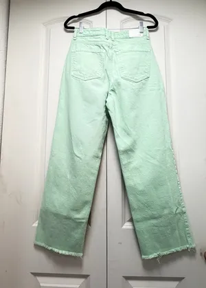 🌿 Not Your Average Blue Denim! 💚 Zara Mint Wide Leg Jeans (US 2 / EUR 34) thumbnail 7