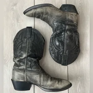 Tony Lama women’s distressed thrashed black leather western boots thumbnail 7