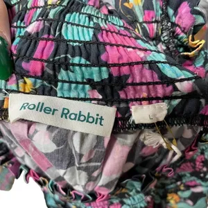 Roller Rabbit Manusa Ainsley Mini Dress‎ Black Floral Print Size Large thumbnail 6