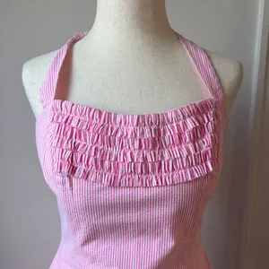 Lilly Pulitzer Pink Halter Sundress Size 6 Classic Mini Dress with Front Ruffle thumbnail 2