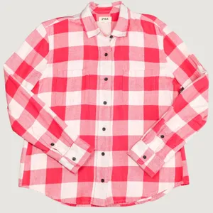 Pact Organic Cotton Mila Flannel Shirt Women M Red White Gingham Plaid Button Up thumbnail 1