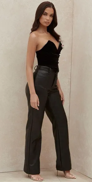 HOUSE OF CB Grainne Black Vegan Leather Pants thumbnail 4
