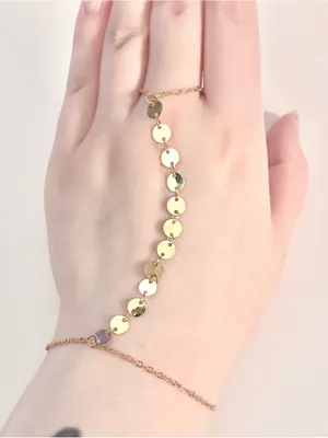 Gold-Tone Disc Hand Chain Bracelet - Women Jewelry thumbnail 1