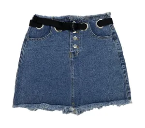 Honey Punch - Eyelet Belted Mini Skirt in Blue & Black thumbnail 1