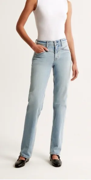 Abercrombie & Fitch The 90’s Straight Mid-Rise Jeans Blue Size 12 thumbnail 1