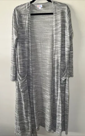 LuLaRoe Gray & White Marled Duster Cardigan thumbnail 1