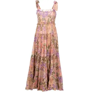 Zimmermann Violet Tiered Floral Midi‎ Sun Dress Smocked Size 1 US M thumbnail 5