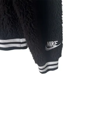 Nike Sportswear Swoosh Sherpa Fleece Jacket Black And White thumbnail 2