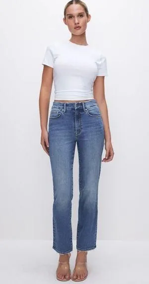 NWT Good American Good Legs Straight Jeans Blue Indigo478 Color High Rise Size 6 thumbnail 1