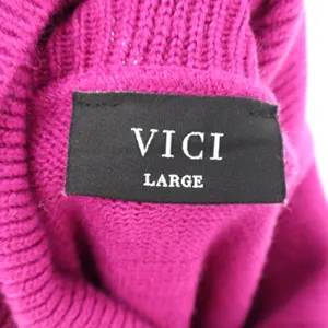 VICI Magenta Mock Neck Relaxed Knit Sweater L thumbnail 3