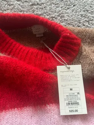 a new day Striped Crewneck Sweater in Red, Pink, Cream & Brown thumbnail 6