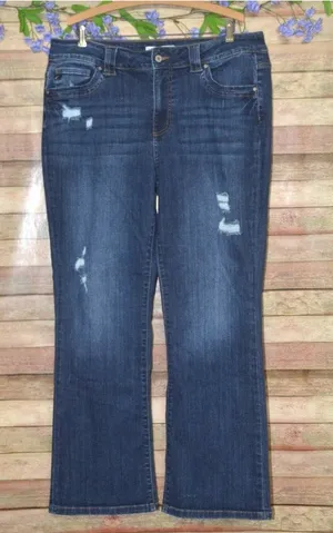 Plus Size 18 KanCan High Rise Dark Wash Ripped Bootcut Jeans Stretch Denim thumbnail 1