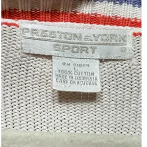 Preston & York Sport Vintage Argyle Golf Sweater Vest Cream Blue‎ Red sz L thumbnail 3