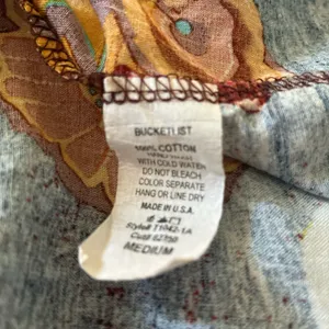 Bucketlist Blouse Womens M Floral V-Neck Balloon Sleeve Tunic Blue Cotton thumbnail 7