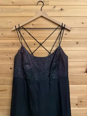 VNTG Faviana Large Iridescent Purple Green Strappy Prom Dress Whimsigoth Fairy thumbnail 5