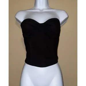 Zara‎ Black Denim Bustier Corset Top Strapless Sweetheart Neck S Festival Baddie thumbnail 2