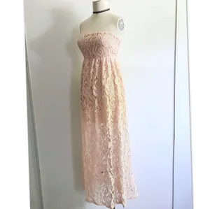 Gorgeous Pink Strapless Lace Maxi Dress thumbnail 2