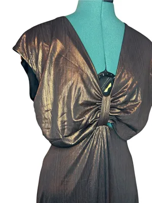 Sugarlips Marbella Bronze Metallic Cut Out Midi Dress XL thumbnail 4