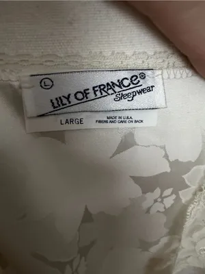 Vintage Lily Of France Nightgown Nighty Dress Satin Floral Lace Ivory Cream thumbnail 13