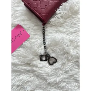 Betsey Johnson Red Hearts Zip-Around Wallet w/ Chain & Heart Charm, Folding thumbnail 3